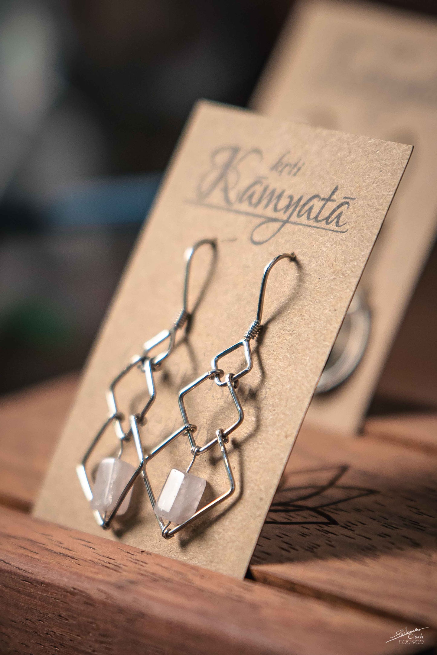 Earrings Square Rose Quartz