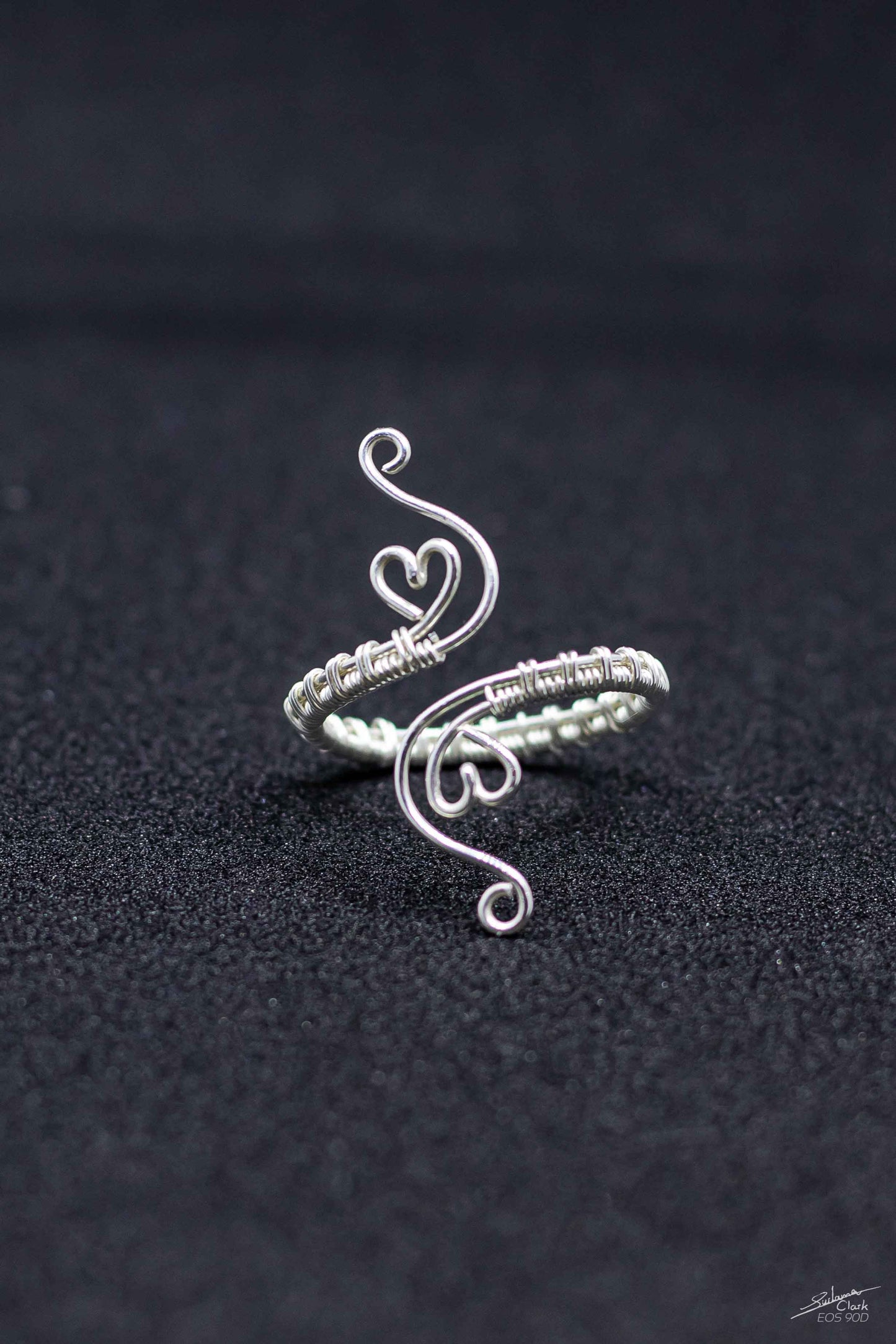 Ring Love Heart Swirly 'S'