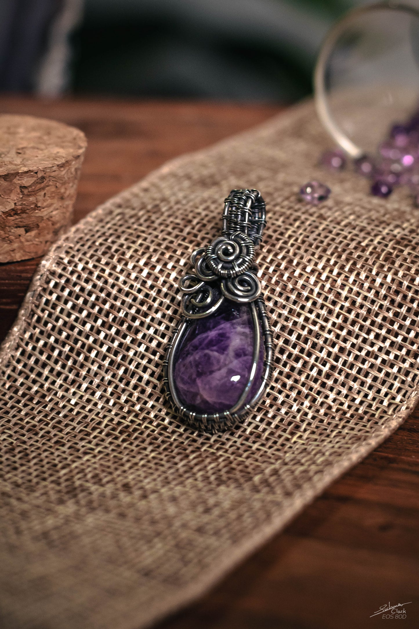Pendant Amethyst Swirls droplet